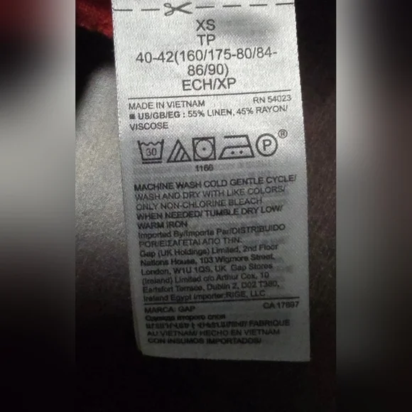 Gap Mid Rise Easy Linen-Blend Pull-On Shorts with ties, front & back pockets XS - Picture 6 of 7